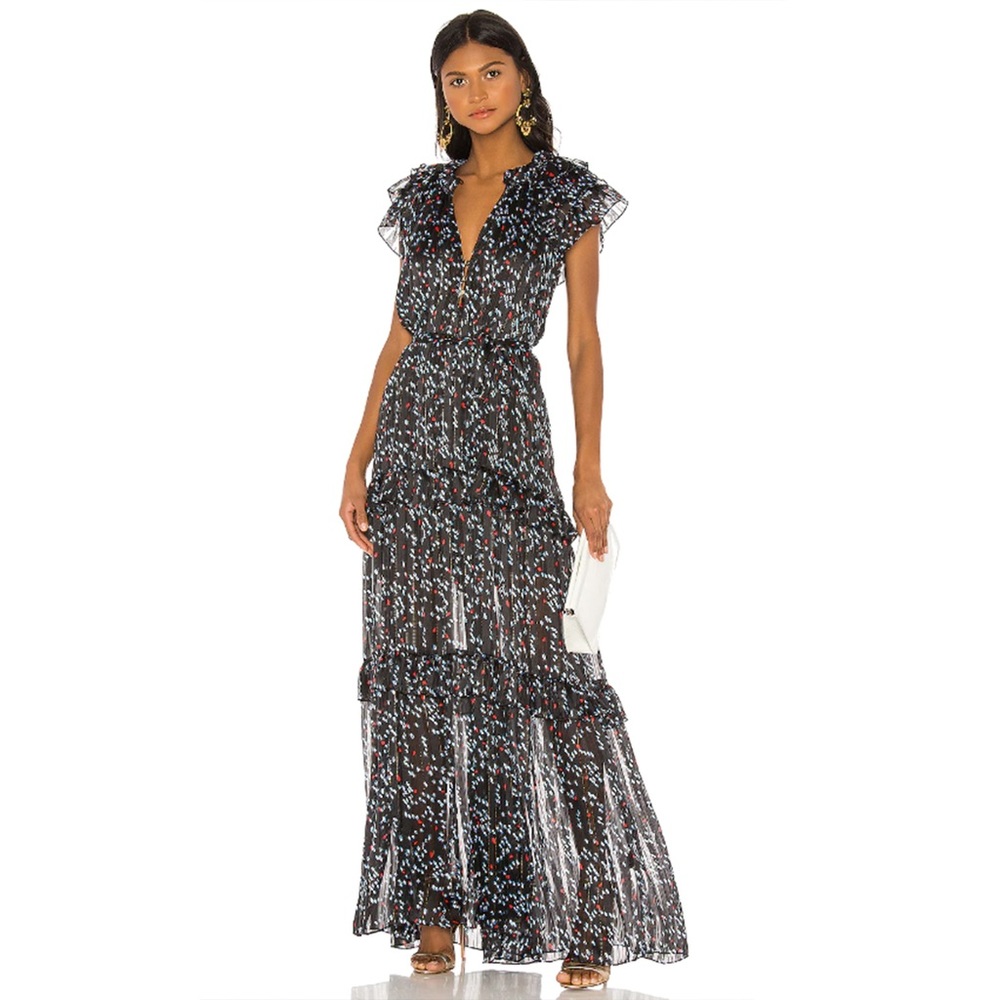 Sabina Musayev Revolve Gwen Maxi Dress Gown in Dotted Black Size M